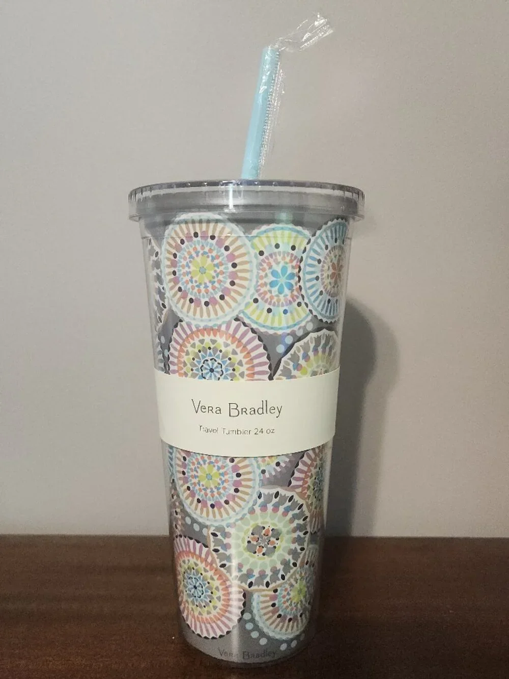 Vera Bradley 24oz Travel Tumbler Sunny Medallion Design